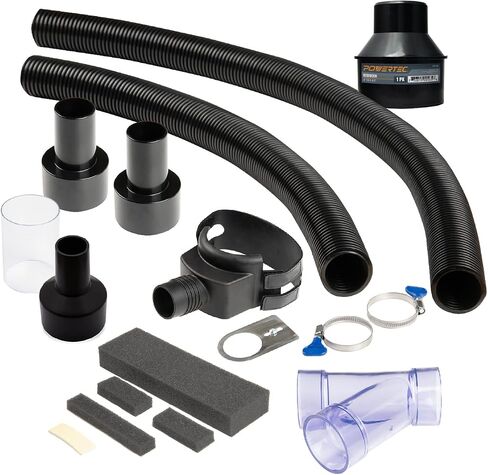 POWERTEC 70488 Dust Collector Fittings, Router Table Dust Collection System w/Y Fitting, Hoses, Reducers Shop Vac Works w/BOSCH PR20EVS, Makita & Porter Cable, Not Compatible with Lift Router Tables in Kuwait