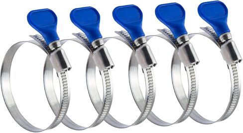 POWERTEC 70127 2-1/2 Inch Key Hose Clamp, Adjustable Stainless Steel Hose Clamps for Dust Collector and Dryer Vent Hose, Worm Gear Clamp, 5 pack in Kuwait
