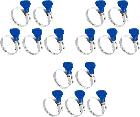 POWERTEC 70247 1-1/2 Inch Key Hose Clamps, Adjustable Stainless Steel Thumb Screw Hose Clamps for Dust Collection, PVC Tubing, Pool Hose Clamp, Pipe Clamp, Worm Gear Clamp, 5 pack in Kuwait