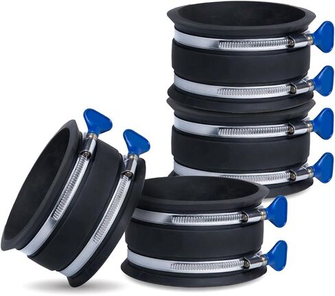 POWERTEC 70337 2-1/2" Dust Control Flex Cuff with Adjustable Key Hose Clamps, Hose Connector Rubber Cuff Coupler for Woodworking Dust Collection Fittings, Dust Collector Accessories & Machinery, 1pk in Kuwait