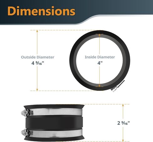 POWERTEC 70148-P4 2-1/2 Inch Dust Control Flex Cuff with Steel Hose Clamps, Hose Connector Rubber Cuff Coupler for Woodworking Dust Collection Fittings, Dust Collector Accessories & Machinery, 4 pack in Saudi Arabia