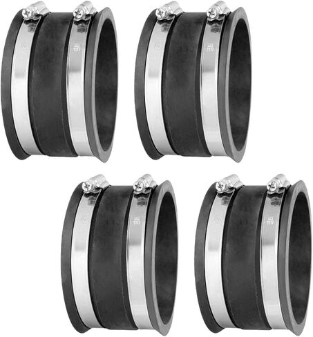 POWERTEC 70148-P4 2-1/2 Inch Dust Control Flex Cuff with Steel Hose Clamps, Hose Connector Rubber Cuff Coupler for Woodworking Dust Collection Fittings, Dust Collector Accessories & Machinery, 4 pack in Saudi Arabia
