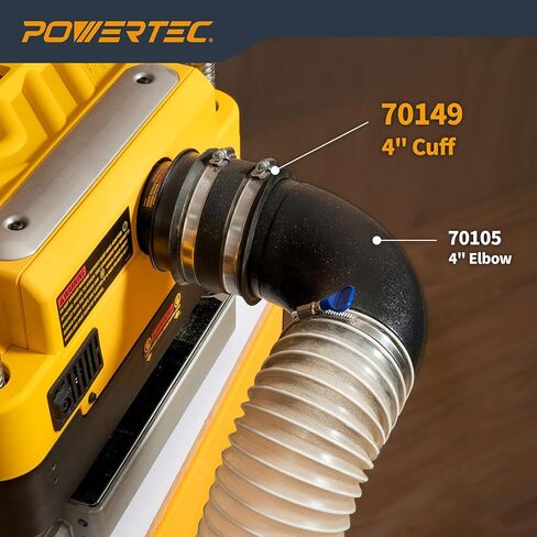 POWERTEC 70148-P4 2-1/2 Inch Dust Control Flex Cuff with Steel Hose Clamps, Hose Connector Rubber Cuff Coupler for Woodworking Dust Collection Fittings, Dust Collector Accessories & Machinery, 4 pack in Saudi Arabia