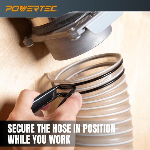 POWERTEC 4 Inch Double Loop Hose Clamps for Collection Hose and Dryer Vent, Quick Release Spring Clamps for Dust Collector and Fittings, 4 pack (70195-P2) in Kuwait