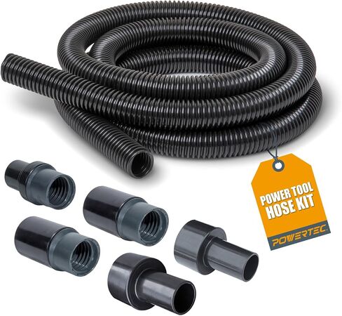 POWERTEC 70347 10 Ft. Dust Collection Hose Kit with 5 Fittings for Woodworking Power Tools Home and Wet/Dry Shop Vacuums in Kuwait