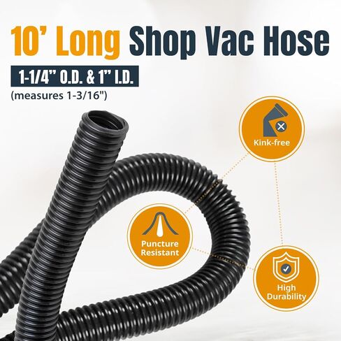 POWERTEC 70347 10 Ft. Dust Collection Hose Kit with 5 Fittings for Woodworking Power Tools Home and Wet/Dry Shop Vacuums in Kuwait