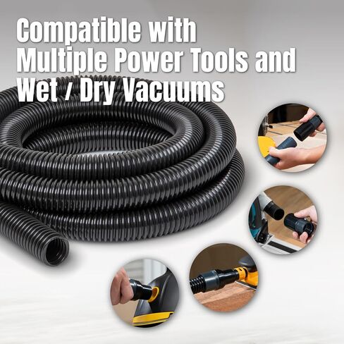 POWERTEC 70347 10 Ft. Dust Collection Hose Kit with 5 Fittings for Woodworking Power Tools Home and Wet/Dry Shop Vacuums in Kuwait