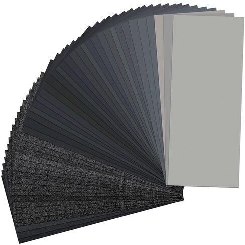 Sand Paper, 48 PCS Sandpaper, 120 to 5000 Assorted Grit Sandpaper Sheets, 9 x 3.6 Inch Premium Wet Dry Sandpaper for Wood Furniture Finishing, Metal Sanding, Automotive Polishing in Kuwait