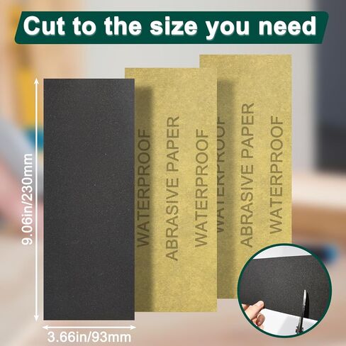 24PCS Sandpaper Assortment 12 Grits Wet Dry Sandpaper Sheets,Silicon Carbide Sanding Paper 120 to 3000 Grit Fine Sandpapers and Coarse Sand Paper for Metal, Wood Furniture and Automotive (9x3.6 Inch) in Kuwait