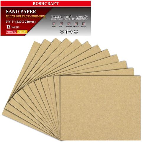 BOSHCRAFT 50 Pcs 1/4 Sheet Sand Paper 5.5" x 4.5" – 80/150/320/400 Grit 8 Sheets Each, 120/220 Grit 9 Sheets Each, Premium Aluminum Oxide Sandpaper Assortment for Wood Metal Automotive Palm Sanders in Kuwait