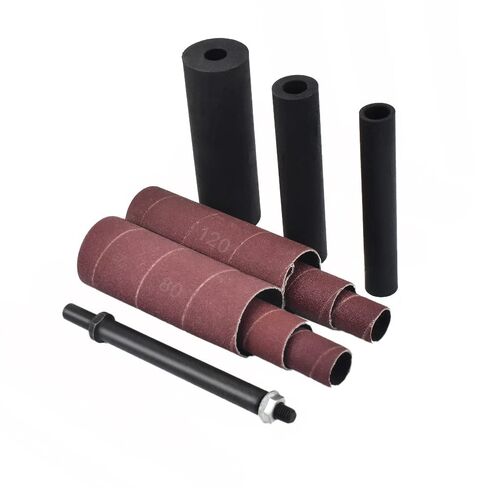 Spindle Sander Adaptor 4-1/2" x 1/2" with Rubber Sanding Drum Kit OD 3/4", 1", 1-1/2" and Sandpaper Sleeves Grit# 80,120 - S/10 in Kuwait