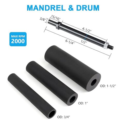 Spindle Sander Adaptor 4-1/2" x 1/2" with Rubber Sanding Drum Kit OD 3/4", 1", 1-1/2" and Sandpaper Sleeves Grit# 80,120 - S/10 in Kuwait