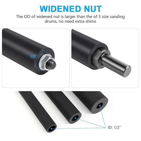 Spindle Sander Adaptor 4-1/2" x 1/2" with Rubber Sanding Drum Kit OD 3/4", 1", 1-1/2" and Sandpaper Sleeves Grit# 80,120 - S/10 in Kuwait