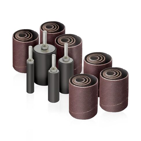 LINE10 Tools 28pk Sanding Drum and Sleeves Set, Spindle Sander Attachment for Drill and Drill-Press, Die-Grinder, 2-inch Extra Long Surface, 1/4-inch Shank 60, 80, 120 and 240 Grit in Kuwait