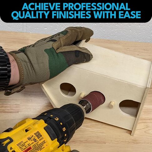 LINE10 Tools 28pk Sanding Drum and Sleeves Set, Spindle Sander Attachment for Drill and Drill-Press, Die-Grinder, 2-inch Extra Long Surface, 1/4-inch Shank 60, 80, 120 and 240 Grit in Kuwait