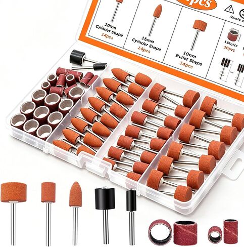 400 Pieces Sanding Drums Kit,Drum Sander Sleeves 376pcs (80 120 240 320 400 600Grit),24Pcs Drum Mandrels diameters,Sanding Bits Tool Accessories for Most Rotary Tools in Kuwait
