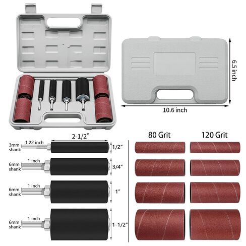 VIBRATITE 20PCS Sanding Drum Kit, 80 & 120 Grit Spindle Sander Sleeves | Fits Drills and Rotary Tools, Ideal for Woodworking, Paint Removal, Metal Finishing and Surface Polishing Projects in Saudi Arabia