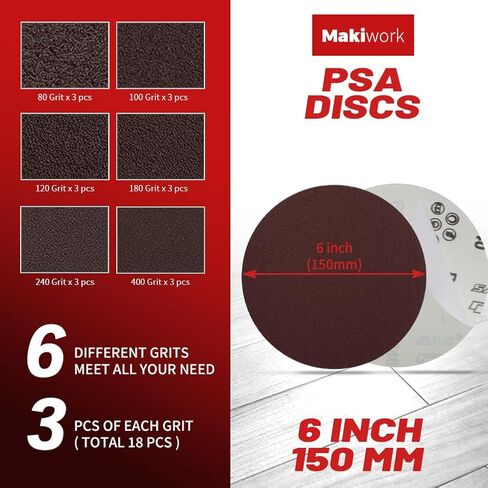 Sanding Belts & PSA Sanding Discs Set - 10 Pack 4x36 Inch Aluminum Oxide Belts (80/120/150/240/400 Grit) and 18 Pack 6-Inch Self-Adhesive Discs (80/100/120/180/240/400 Grit) for Wood, Metal Polishing in Kuwait