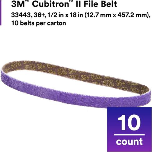 3M Cubitron II File Belt, 33445, 60+ Grit, 1/2 in x 18 in, Pack of 10 File Belts, Resin Bonded, Spot Weld Removal | 10 File Belts, Resin Bonded, Spot Weld Removal in Kuwait