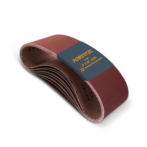 POWERTEC 3 x 18 Inch Sanding Belts, 5 Each of 40/60/80/120 Grits, 20PK, Aluminum Oxide Belt Sander Sanding Belt Assortment for Portable Belt Sander, Wood & Paint Sanding, Metal Polishing (110802) in Kuwait