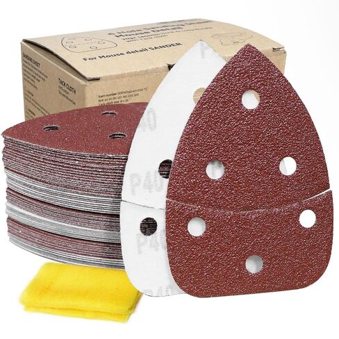 S&F STEAD & FAST Mouse Sander Sandpaper Assortment 70pcs | 40 60 80 120 150 220 320 Grit Detail Sand Paper, 6 Holes, Mouse Sanding Pads for Ryobi, Ryobi Sander Pads with Tack Cloth in Kuwait