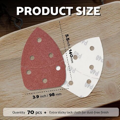S&F STEAD & FAST Mouse Sander Sandpaper Assortment 70pcs | 40 60 80 120 150 220 320 Grit Detail Sand Paper, 6 Holes, Mouse Sanding Pads for Ryobi, Ryobi Sander Pads with Tack Cloth in Kuwait