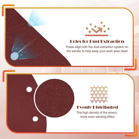 400 Grit Mouse Sander Sandpaper, Jamiikury 5 Hole Detail Sander Sandpaper Palm Sander Paper Mouse Sanding Pads Hook and Loop Sanding Sheets - Pack of 20 in Kuwait