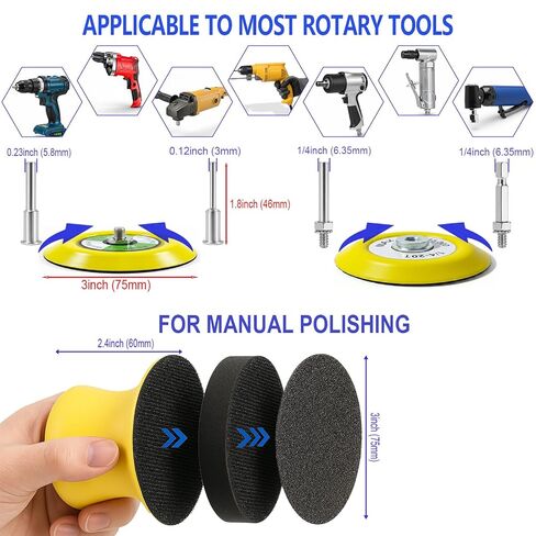 137Pcs 3 Inch Sanding Disc Polishing Kit, Headlight Restoration Kit | 60-10000 Grit Wet Dry Hook & Loop Sandpapers, Wool Sponge Polishing Pads for Drill Rotary Tools Car Wood Metal Resin Glass in Kuwait