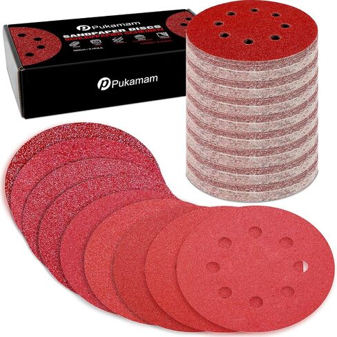 170 Pcs 5 inch Sanding Discs 40 60 80 120 180 240 320 400 600 Grit 8 Hole Hook and Loop Round Sandpaper for Random Orbital Sander in Kuwait