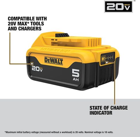 DEWALT 20V MAX Battery, Lithium Ion, 5.0Ah (DCB205) in Saudi Arabia