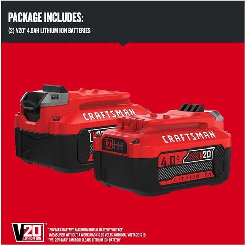 CRAFTSMAN V20 4Ah Lithium Ion Power Tool Battery 2-Pack (CMCB204-2) in Kuwait