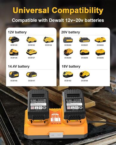 2Packs 5.0Ah Battery Replacement for Dewalt 20v Battery with DCB102 Battery Charger Station (Yellow) in Kuwait
