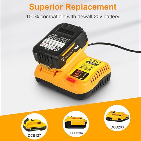 Lenoya DCB112 12V/20V Battery Charger Compatible with Dewalt 12V/20V Max Battery DCB202 DCB203 DCB125 DCB127 in Kuwait