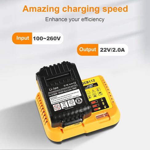 Lenoya DCB112 12V/20V Battery Charger Compatible with Dewalt 12V/20V Max Battery DCB202 DCB203 DCB125 DCB127 in Kuwait