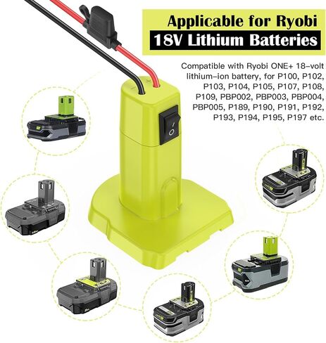 1 Packs Power Wheel Adapter for Ryobi 18V Battery Adapter Power Wheel Battery Conversion Kit with Switch, Fuses & Wire Terminals, 12AWG Wire, Power Connector for DIY RC Car Toys and Robotics in Kuwait