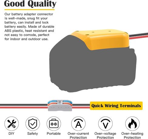 2 Packs Power Wheel Adapter for Dewalt 20V Battery Adapter Power Wheel Battery Converter Kit with Fuses & Wire Terminals, 12AWG Wire, Power Connector for DIY Rc Car Toys, Robotics and Rc Truck in Kuwait