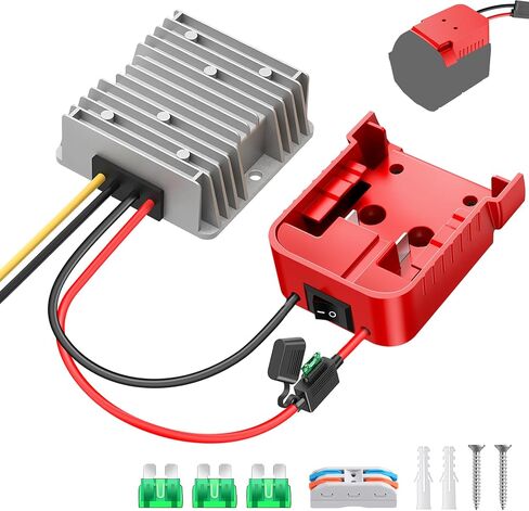 18V to 12V Step Down Converter for Milwaukee M18 Battery, 240W DC 12V Voltage Regulator for Power Wheel Adapter, Ride On Toy Car, DIY Projects, Buck Converter with Switch & Over-Discharge Protection in Kuwait