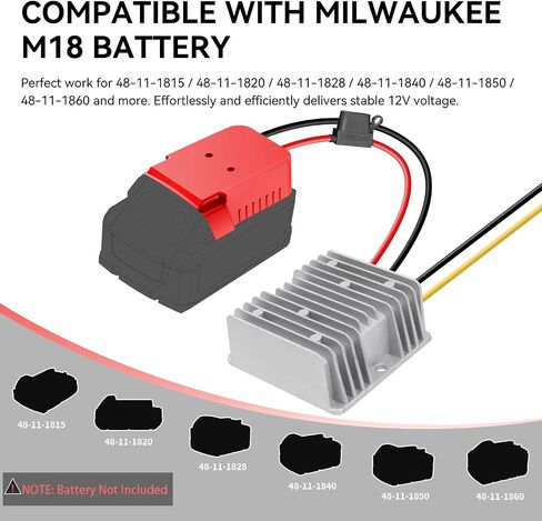 18V to 12V Step Down Converter for Milwaukee M18 Battery, 240W DC 12V Voltage Regulator for Power Wheel Adapter, Ride On Toy Car, DIY Projects, Buck Converter with Switch & Over-Discharge Protection in Kuwait