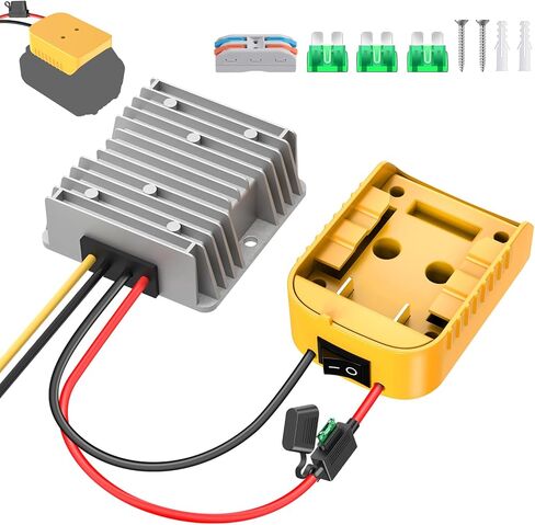 20V to 12V Step Down Converter for Dewalt 20V Battery, 240W DC Battery Conversion Kit for Power Wheel Adapter, Ride On Toy Car, DIY Projects, Voltage Regulator with Switch & Over-Discharge Protection in Kuwait