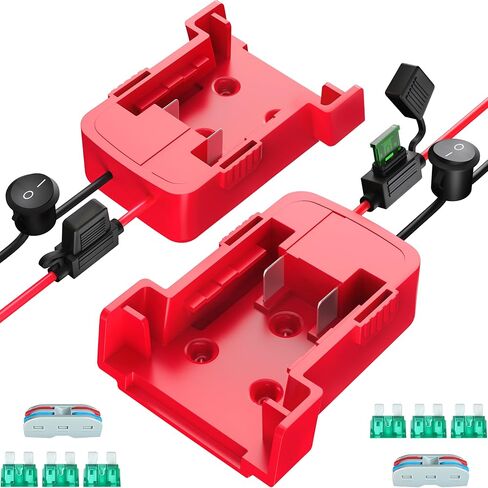 2-Pack 18V for Milwaukee M18 Battery Adapter for Power Wheels Battery Upgrade Conversion Kit with Wire Connectors Fuses 12AWG Wire Power Tool Drill Battery Converter Adapter for Kids Car, RC, DIY, Etc in Kuwait