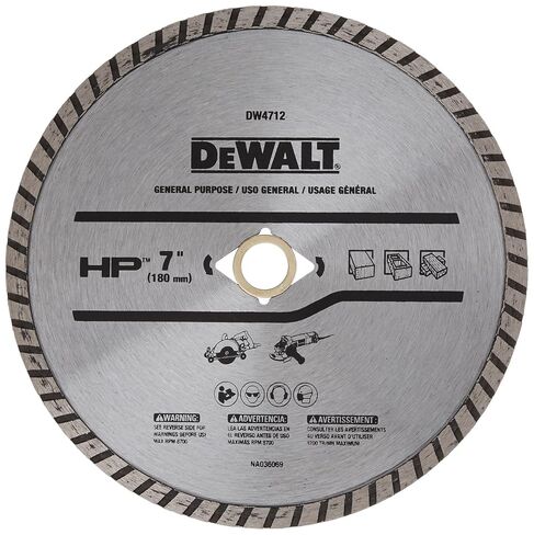 DEWALT Diamond Blade for Block and Brick, Dry/Wet Cutting, Continuous Rim, 7-Inch (DW4712) in Kuwait