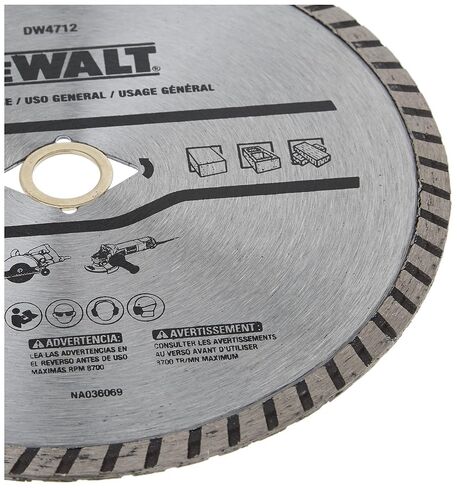 DEWALT Diamond Blade for Block and Brick, Dry/Wet Cutting, Continuous Rim, 7-Inch (DW4712) in Kuwait