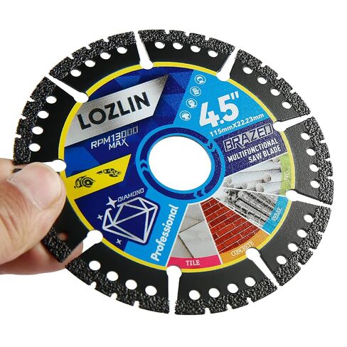 LOZLIN Diamond Blades 3-Pack 4.5" Diamond Multi-Purpose Saw Blades - Heavy Duty Angle Grinder Discs for Cutting Marble/Quartz/Stone/Tile/Metal/Plastic (Black Teeth) in Kuwait