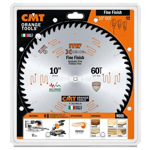 CMT Orange Tools 253.060.10 - Fine Finishing Saw Blade D=10 B=5/8 ß=ATB 15 K=0.102 P=0.071 a=7 in Kuwait