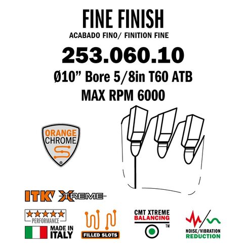 CMT Orange Tools 253.060.10 - Fine Finishing Saw Blade D=10 B=5/8 ß=ATB 15 K=0.102 P=0.071 a=7 in Kuwait
