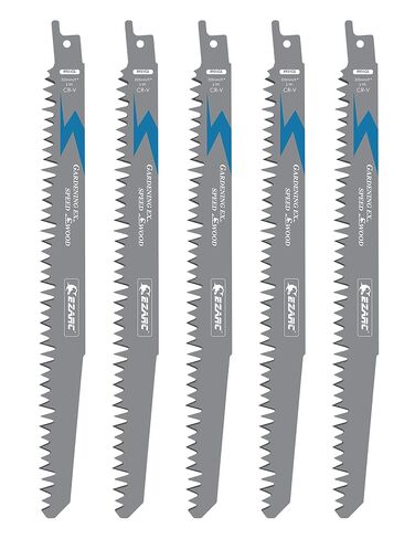 EZARC Reciprocating Saw Blades, 9-Inch 5TPI for Wood Pruning, 5-Pack | Heat-Treated Chrome Vanadium Steel, Fast Cutting, Smooth Cuts, Longer Life, for Tree Pruning and Plastic Pipes in Kuwait