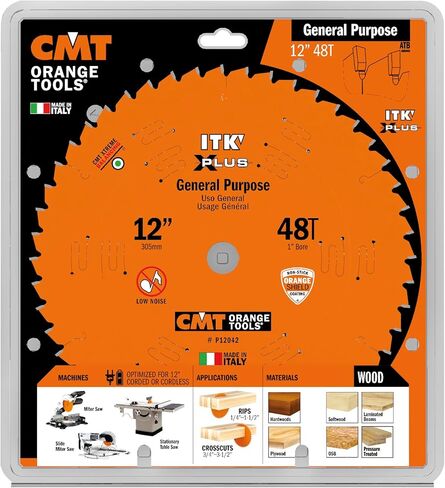 CMT Orange Tools P12042 - ITK Plus Multipurpose Saw Blade D=12 B=1 Z48 K=0.110 P=0.071 a=-10 in Kuwait