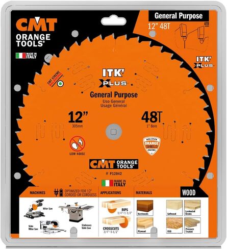 CMT Orange Tools P12042 - ITK Plus Multipurpose Saw Blade D=12 B=1 Z48 K=0.110 P=0.071 a=-10 in Kuwait