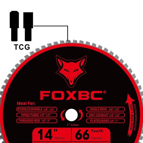 FOXBC 14 Inch Metal Steel Cutting Saw Blade 66 Tooth for Evolution 14 Inch Chop Saw and Other, Cermet Carbide Up to 5X Longer Life in Kuwait