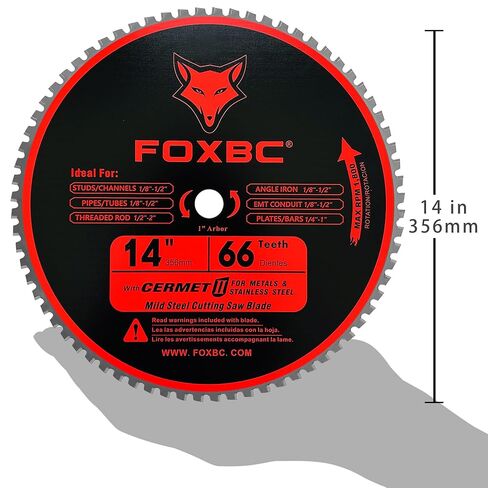 FOXBC 14 Inch Metal Steel Cutting Saw Blade 66 Tooth for Evolution 14 Inch Chop Saw and Other, Cermet Carbide Up to 5X Longer Life in Kuwait